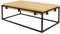 SAM Couchtisch 110x60 cm Rettke, Wildeiche massiv + geölt, Sofatisch mit schwarzem Metallgestell, modernes Industrial-Design