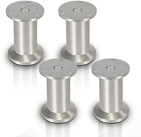 Lospitch 4er Set Aluminium Möbelfüße Höhe 120mm, belastbar bis 250 Kg, Runde Schrankfüße Tischfuß Sofafuß Möbelbeine, für Möbel, Küchenschränke, Höhenverstellbar 15mm