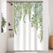 Uiiooazy Duschvorhang 120x200cm, Duschvorhang Anti Schimmel Grüne Blätter Eukalyptus Salbeigrün Blumen Duschvorhänge Wasserdicht Polyester Stoff Waschbar Bad Vorhang mit 8 Haken für Badezimmer