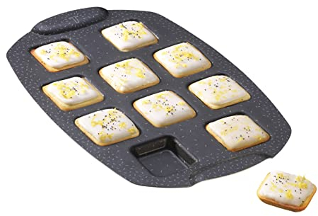 Tefal Moule gâteau 10 mini carrés, Revêtement antiadhésif, Aluminium recyclé et recyclable, Pâtisserie bien dorée, Fabriqué en France, PerfectBake Mini J5734502