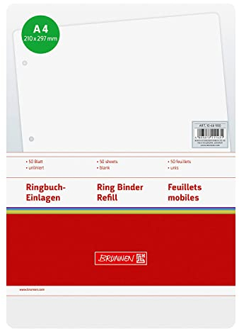 NEU BRUNNEN Ringbucheinlage DIN A4, 50 Blatt, 70g, unliniert