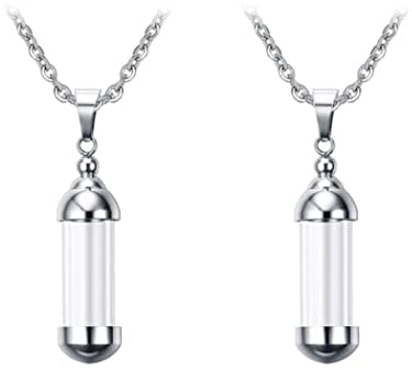 CUCUFA Vial Necklace Mini Glass Bottle Pendant Memorial Ashes Necklace 2pcs for Men Women Keepsake Jewellery