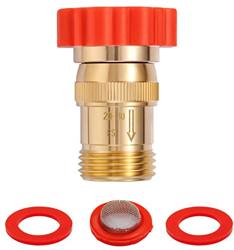 Pronese LF Brass Drip Irrigation Inline Water Pressure Reducer Regulator 20~30PSI - Protect Drip System from High-Pressure Faucet Water,3/4 GHT Connector