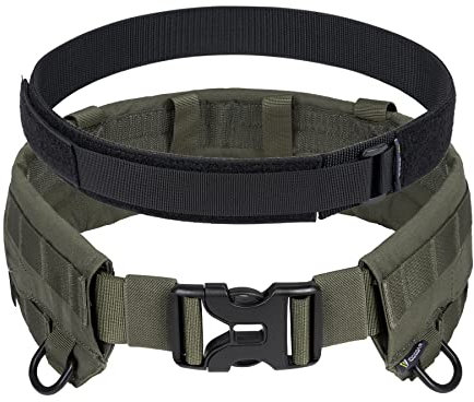 IDOGEAR Taktischer Gürtel Kampfgürtel Militär Molle Rigger Kampfgürtel mit Verstellbarem Innen- und Außengurtset(Ranger Green,Medium)