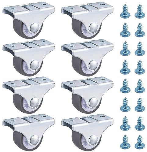 8 PCS Fixed Castors,Small Wheel Castors,Heavy Duty Casters,Silent Caster,for Furniture Appliances Drawer Equipment Fixed Castor Replacement