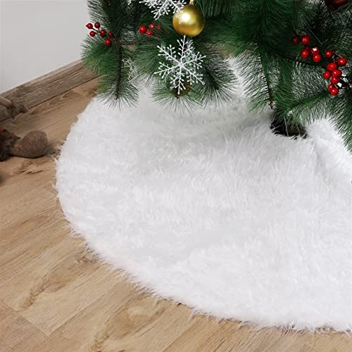 ACCROL Tannenbaum Decke Kunstfell Weiß Rund Rock Teppich Filz Für Schnee Christbaum Weihnachtsbaum Weihnachtsdecke (Size : 90cm)