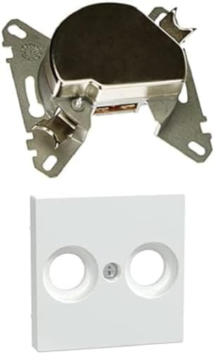Bundle aus Schneider Electric Merten 466097, TV-SAT-R Steckdose, 2fach + Schneider Electric Merten MEG4122-0325 Zentralplatte für Antennensteckdosen, aktivweiß glänzend, System M, Made in Germany