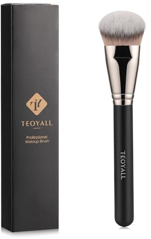 TEOYALL Foundation-Pinsel mit flachem Winkel, großer Kabuki-Pinsel mit dichten synthetischen Borsten für Basis-Make-up mit flüssiger Crème