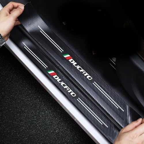4 Pièces Protection Seuil de Porte de Voiture, pour Fiat Ducato Autocollant en Cuir de Fibre de Carbone Plinthes pour Auto Protection de Peinture de Seuil de Porte de Voiture (Ducato)