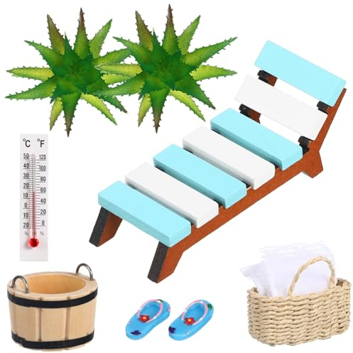 PLAFOPE 1 Set Miniatur Deko Sauna Mini Strandzubehör Mini Strandstuhl Miniatur Strandstuhl Modell Puppenhaus Zubehör Mini Strand Zubehör Miniatur Sachen Mini Stuhl