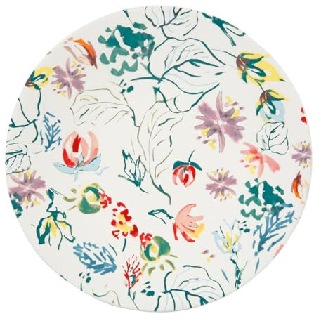 GENEVIEVE LETHU 533657 Assiette à Dessert Ø 20,5 cm en Grés - Collection A TRAVERS CHAMPS - Décor Floral Multicolore