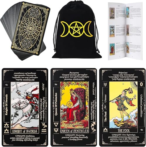 GEELBS Tarotkarten Deck mit Führerbuch Leinen Tragetasche.78 Klassische Original Tarotkarten für Fortune Telling Ideal für Anfänger bis Experten, mit Bedeutungen enthalten