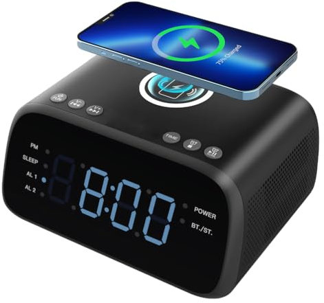 Digital Alarm Clock Radio With FM, Smart Speaker, Adjustable LED Night Light, 3 Brightness Levels, Easy To Operate, For Bedroom, Home