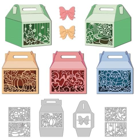 DELORIGIN 3D Stanzformen Für Geschenkboxen Festival Stanzungen Metall stanzschablonenMit Ausgehöhlten Bäumen Schleifen Herzen Eiern Für GeschenkverpackungenOstern