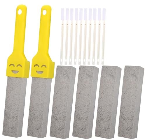 6 Pcs Pumice Stone for Toilet Cleaning, Toilet Pumice Cleaning Stone with 2 Handle, Glove and Gap Brush, Pumice Stone Toilet Bowl Cleaner, Efficient Toilet Stain Remover for Kitchen Bath Pool