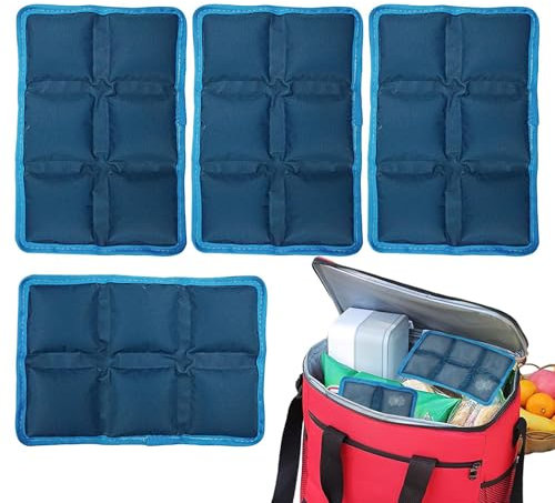 4pcs Ice Packs, Washable Cold Gel Bag Reusable Freezer Blocks Cooler Accessories for Lunch Box, Travel, Picnic, and Outdoor Activities, 15x10x1.7cm
