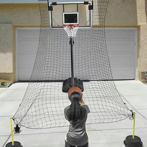 JvFbjLF Robuster Ballschießtrainer for 3-Punkt-Schüsse/Springer/Freiwürfe. Großer Rebounder-Basketballtrainer mit Netz