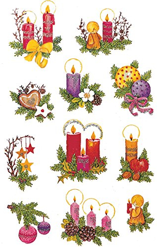 AVERY Zweckform 22 Aufkleber Weihnachten Weihnachtsgestecke (Made in Germany, glitzernde Weihnachtssticker Papier, selbstklebende Weihnachtdeko Karten, Geschenke, Tüten) 2 Bogen/je 11 Sticker, 4050