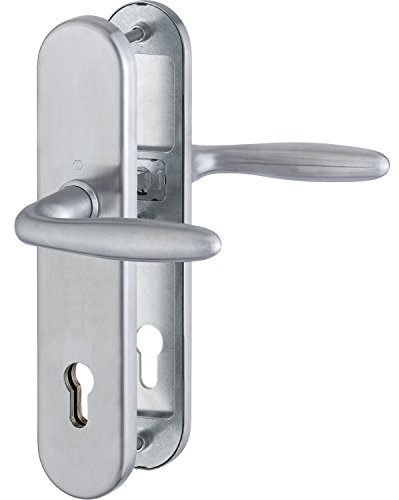 HOPPE Haustür Eingangstür Drückergarnitur VERONA - Ö-Norm Entfernung 88mm, Edelstahl matt, Langschild Profilzylinder für Türstärke 62-72mm, ohne Kernziehschutz, Prüfung: RC2 nach EN 1906, 1 Stück Sicherheitsbeschlag