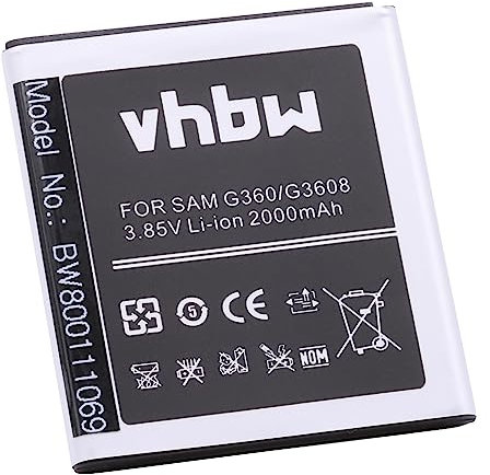 vhbw Batterie Compatible avec Samsung Galaxy Core Prime CDMA, Core Prime TD-LTE, Core Prime téléphone Portable (2000mAh, 3,85V, Li-ION)