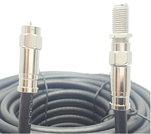 SSL RG6 Satellite Coaxial Cable Extension 50 Meter Black Fully Assembled RG6 Satellite Coax TV Lead Kit with Premium Fitted Compression F Connectors for Sky Q HD, Freesat and Virgin Media