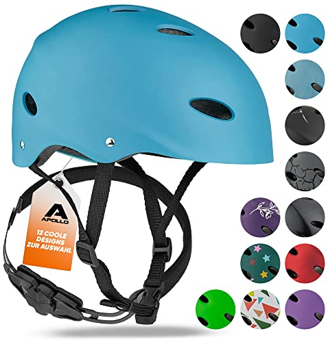 Apollo Skate-Helm/Kinder-Helm - Verstellbarer Skateboard, Scooter, BMX-Helm, mit Drehrad-Anpassung geeignet für Kinder, Erwachsene, in verschiedenen Größen und Farben