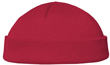 HANSEHELD Strickmütze Seebär Baumwolle Dockermütze kurz flach - Rot | Baumwollstrick | Seemann | Feinstrick | Blau | Dunkelblau | Made in Germany | Bio