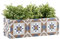 Rivanto 2 Stück Blumenkasten Portugisische Kacheln aus Beton, 39,7 x 13,7 x 13,2 cm, rechteckiger Pflanztopf, Blumentopf