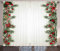 ABAKUHAUS Weihnachten Rustikaler Gardine, Silvester Magie, Schlafzimmer Kräuselband Vorhang mit Schlaufen und Haken, 280 x 260 cm, Rot Grün