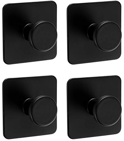 Ambrosya® | Exclusive adhesive robe hook made of stainless steel | Bathroom Dishcloth Hook Holder Bracket Towel Hook Rack Rail Coat Hooks (Stainless Steel (Black), 4 x 1)