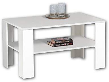 JOKER PLUS Couchtisch Weiß - Sofatisch mit Ablage, 100 x 54 x 60 cm (B/H/T)