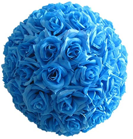 Bodhi2000 - Sfera di fiori artificiali in rayon, ideale per bouquet di nozze, casa, giardino, feste, ufficio, caffetteria, decorazione azzurro
