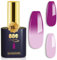 YTD Likomey UV Nagellack Farbwechsel Thermo Farbgel,15ml Nacktrosa Traubenviolett Gel Chamäleon Shellac Nagelgel UV/LED Color Change Herbst Winter Gellack,WB12