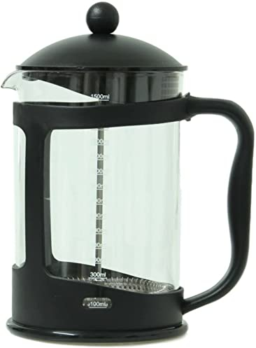 Vision4ever 3 Cup, 0.35 Litre 300ml Black Coffee Plunger Glass Caffettiera French Filter Press Easy To Use
