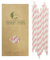 Lot de 100 pailles jetables en papier à rayures roses pâles et blanches pour décoration de fête de princesse, 20 cm