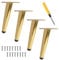 Toolzia 4Pcs Metal Oblique Furniture Legs 15cm,Cone Cabinet Legs Stainless Steel Table Legs No-Slip Silent for Diy Furniture, Sofas, Cabinets (Gold)