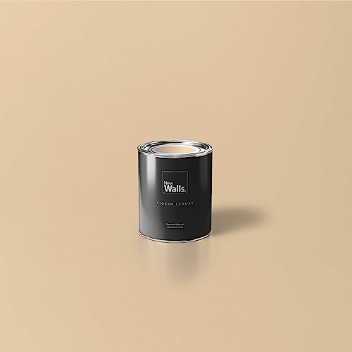 New Walls Premium Wandfarbe Beige, Apricot Liquid Luxury Dispersionsfarbe für Innenräume – 1 L