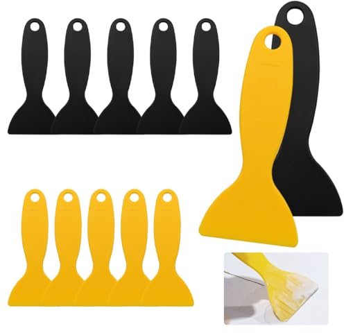EXIN DEHCEN 12 Pezzi Spatola Plastica per Mastice, Spatole per Mastice con Manici, Raschietto Flessibile in Resina, Spatole in Plastica 3d per la Rimozione Delle Bolle d'aria per Auto Spackling Patch