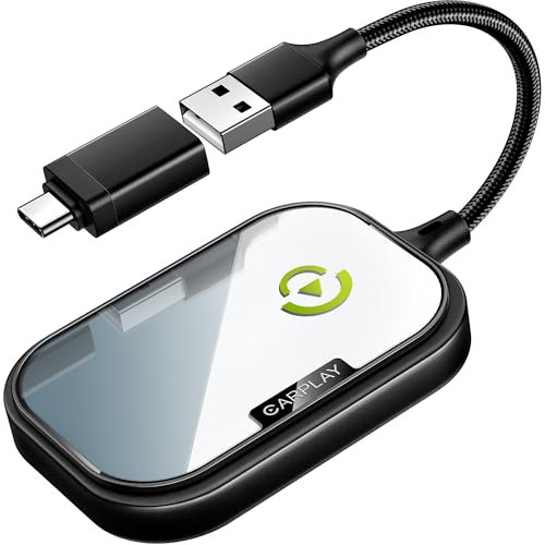 Wireless CarPlay Adapter for Apple iPhone, Converts Factory Wired CarPlay to Wireless CarPlay 2024 Upgrade Plug & Play Auto Connect for Cars from 2015 & iPhone iOS 10+ Black Not for Tesla & Andorid