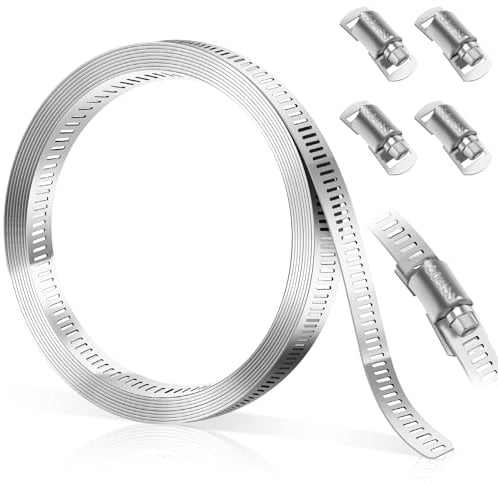 Bolatus 1 Meter Schlauchschellen 304 Edelstahl, DIY Endlos Schellen Schlauchklemme Einstellbare Edelstahl Schlauch Clips mit 4 Stück Befestigungens Schraube Klemme für Wasser Rohr, Haus Gasrohr, Kühl