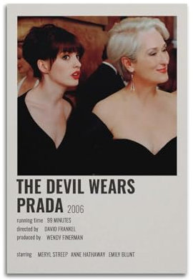 oksdjhrnn The Devil Wears Prada Poster, dekoratives Leinwandposter, Wandkunst, Dekor, Wohnzimmer, modern, Familienschlafzimmer, Dekoration, Poster, 30 x 45 cm, ungerahmter Stil