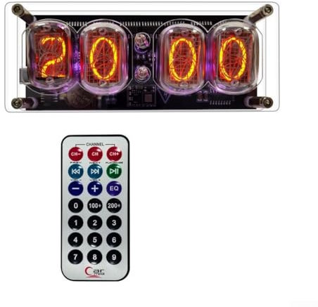 Oniissy 1 Set IN-12 Nixie Röhrenuhr, 4-stellige LED Retro Schlafzimmer Dekor Digitaluhr, für Wohnzimmer Dekoration in 12 Leuchtröhren (B)