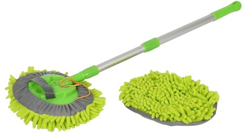 Pro User 1x Microfibre Extendable Car Wash Brush - 43 - Green - Long Telescopic Caravan Motorhome Van Cleaning Washing Cleaner Mop