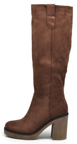 IF Fashion Scarpe da Donna Stivali Camperos Polpaccio Con Tacco Alto Grosso Platform Camoscio 2333 brown N.38
