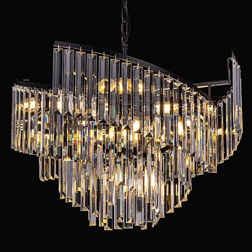 TOCHIC Crystal Chandeliers for Dining Room, 24 Black Crystal Chandelier