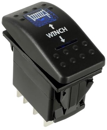 HUAREW 12V KFZ Beleuchtet Kippschalter, 7-poliger Kippschalter Blau LED Auto Armaturenbrett Schalter Winch in Out Light