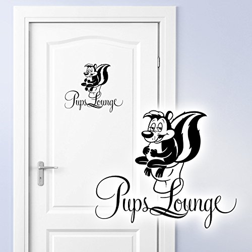 Grandora WC Türaufkleber Pups Lounge + Stinktier I schwarz (BxH) 17 x 14 cm I Badezimmer Toilette Sticker Aufkleber Wandaufkleber Wandsticker Wandtattoo W878