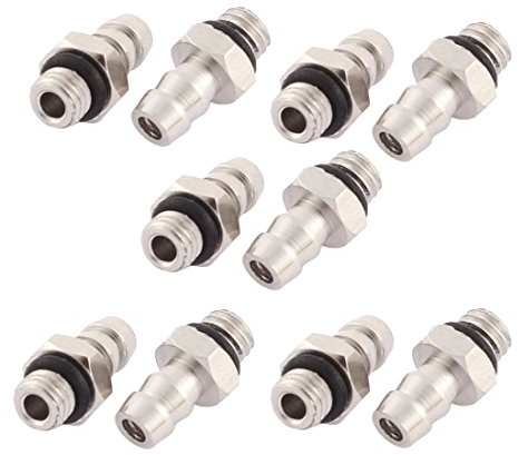 sourcing map 10 Stück Druckluftkupplung M5 Schlauchnippel Schlauchanschluss Außengewinde bis 4mm Druckluftanschluss Pneumatisch Schlauch Druckluft Schnellkupplung Mini Barb Fitting