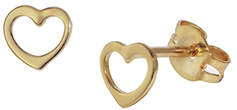 trendor Kinder-Ohrringe für Mädchen Gold 333 Offenes Herz verspielte Ohrstecker aus Echtgold, wunderschöne Geschenkidee 35818