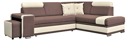 große Ecksofa Sofa Eckcouch Couch mit Schlaffunktion und Bettkasten Ottomane L-Form Schlafsofa Bettsofa mit Hocker - JACKSON (Ecksofa Rechts)